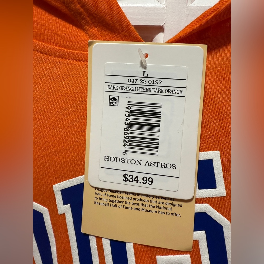 NWT MLB Houston Astros Men’s Lightweight Hoodie - Picture 2 of 7